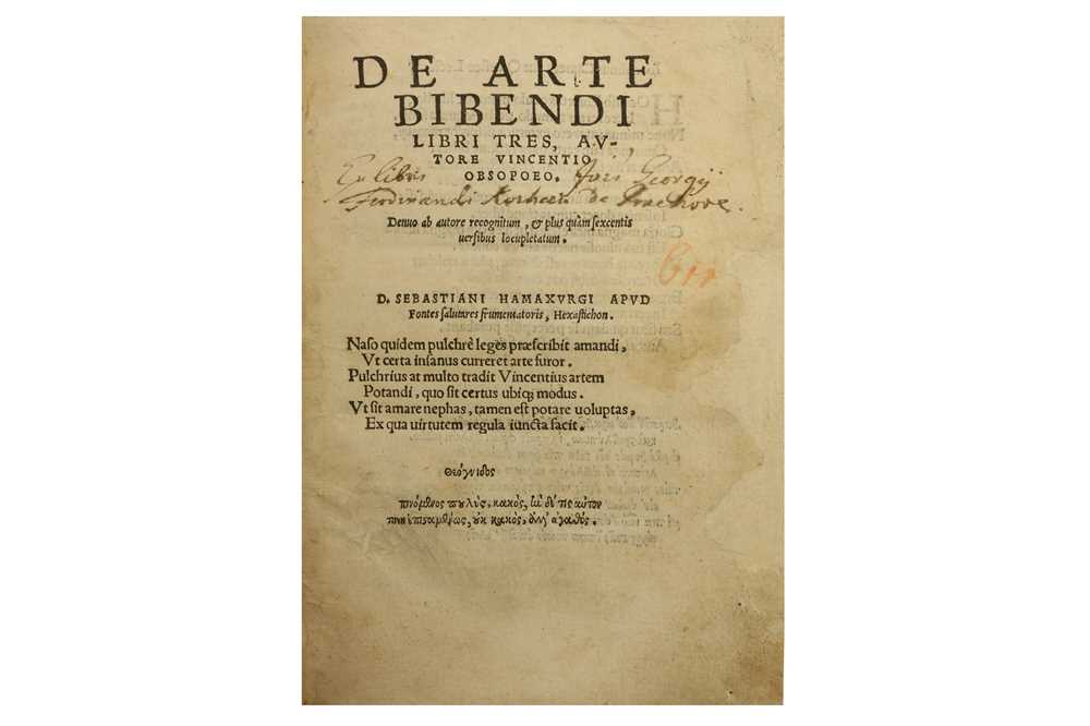 Lot 30 - Gastronomy.- Obsopoeus (Vincent)