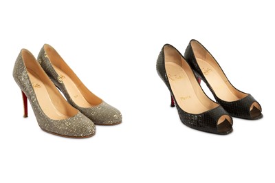 Lot 103 - Two Pairs of Exotic Skin Christian Louboutin Heels - Size 36.5