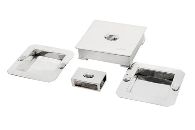Lot 522 - A George V sterling silver Art Deco smoking set, London 1935 by Charles Boyton