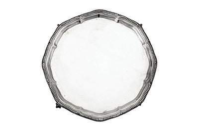Lot 459 - A George V sterling silver small salver, Sheffield 1935 by Thomas Bradbury & Sons Ltd