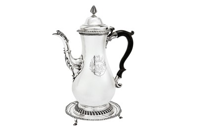 Lot 500 - A George III sterling silver coffee pot on stand, the pot London 1770 by Francis Crump (first reg. 14th May 1745)