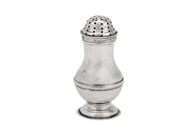 Lot 313 - A rare American Colonial mid-18th century silver pepper caster, Philadelphia circa 1740-50 by Phillip Syng jr (1703-1789)