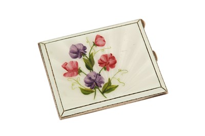 Lot 206 - An Elizabeth II sterling silver and guilloche enamel cigarette case, Birmingham 1957 by Henry Clifford Davis