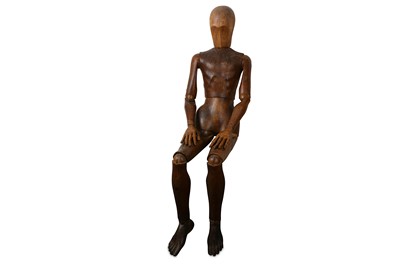 Lot 105 - A RARE MID 19TH CENTURY ENGLISH PINE LIFE-SIZE ARTIST'S LAY FIGURE / MANNEQUIN