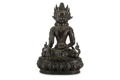 Lot 393 - A LARGE CHINESE BRONZE FIGURE OF BUDDHA SAKYAMUNI.