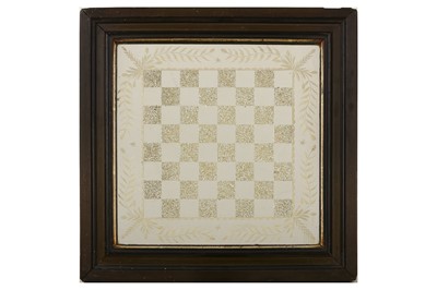 Lot 133 - TWO 19TH CENTURY ENGLISH ETCHED GLASS MIRRORED CHESSBOARDS