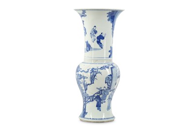 Lot 98 - A CHINESE BLUE AND WHITE YEN YEN VASE.