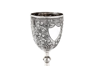 Lot 311 - A late 19th century Chinese silver export trophy goblet or standing cup, Shanghai circa 1870-80