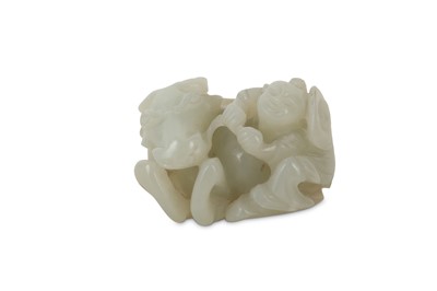 Lot 214 - A CHINESE WHITE JADE 'BOY AND BUFFALO' GROUP.