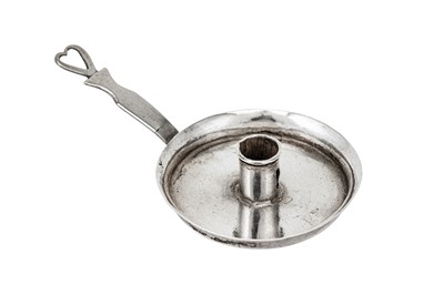 Lot 235 - A Dutch 18th century unmarked silver ‘toy’ miniature chamberstick