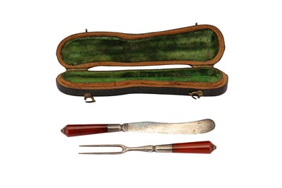 Lot 233 - A cased set of 18th century ‘toy’ or miniature fork and knife, probably English circa 1730