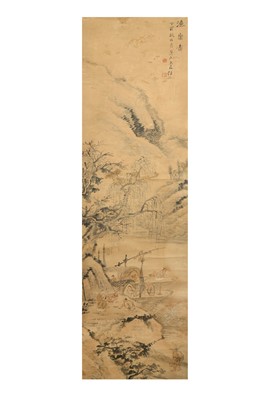 Lot 277 - REN YU (1853 – 1901). FISHERMAN BENEATH WILLOW TREE.