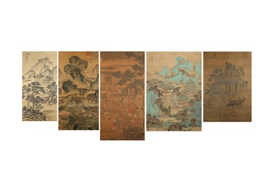 Lot 752 - A COLLECTION OF FIVE CHINESE HANGING SCROLLS.