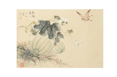 Lot 1 - LIU DELIU (1806 – 1875). BUTTERFLIES AND MELONS.
