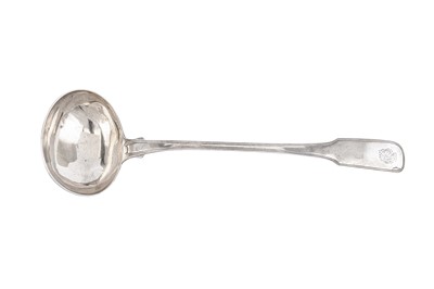 Lot 355 - A mid to late 19th century Anglo Indian colonial silver soup ladle, Calcutta circa 1860-80 by Robert Hamilton & Co