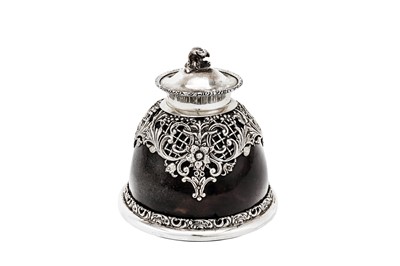 Lot 212 - An Edwardian sterling silver mounted tortoiseshell inkwell, London 1904 by J Batson & Son
