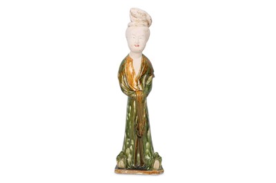 Lot 475 - A CHINESE SANCAI FIGURE OF A COURT LADY.