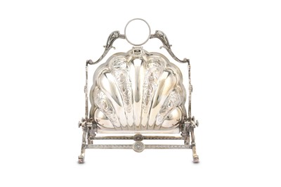 Lot 66 - A Victorian silver plated shell form folding biscuit box