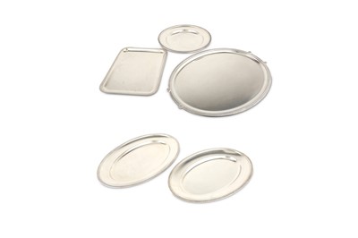 Lot 69 - A group of five various Christofle serving trays in the Malmaison pattern