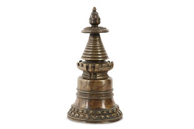 Lot 454 - A TIBETAN BRONZE STUPA.