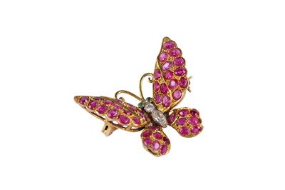 Lot 54 - A ruby and diamond butterfly brooch