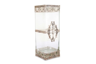 Lot 77 - A white metal mounted glass vase in the Neo Classical taste