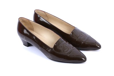 Lot 85 - Chanel Brown Patent Court Shoes - Size 39.5