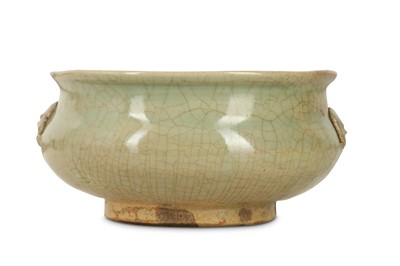 Lot 186 - A CHINESE CELADON-GLAZED INCENSE BURNER.