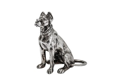Lot 224 - An early 20th century cast sterling silver model of a Great Dane dog, import marks for Chester 1902 by Samuel Boyce Landeck