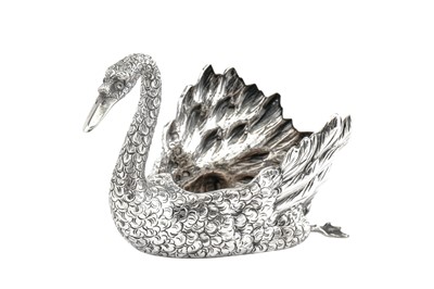 Lot 264 - A late 20th century Italian sterling silver swan jardinere / cenerpiece, Milan circa 1975 by Buccellati