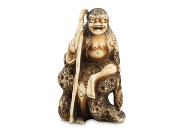Lot 684 - A JAPANESE NETSUKE OF A SENNIN.