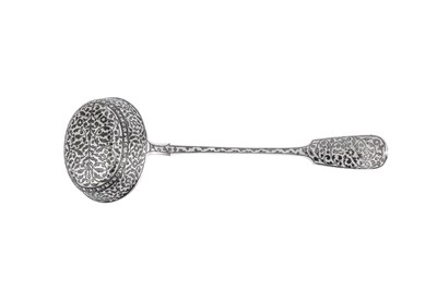 Lot 268 - An Alexander II Russian 19th century 84 zolotnik (875 standard) silver and niello soup ladle, Moscow circa 1875 by ?Ж