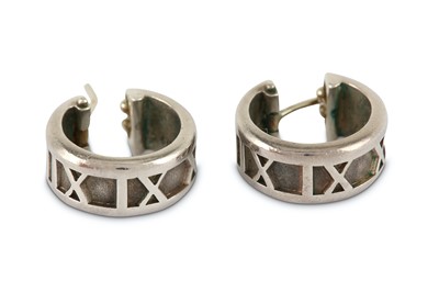 Lot 137 - A pair of Sterling silver Tiffany & Co 'Atlas' hoop earrings