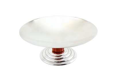 Lot 446 - An early 20th century French Art Deco 950 standard silver and Bakelite tazza, Paris circa 1920-30 by Jean Elysée Puiforcat (1897-1945)