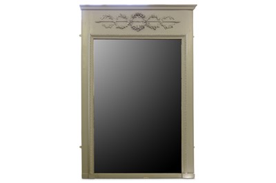 Lot 399 - A 19th Century grey painted overmantel mirror