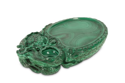 Lot 32 - A CHINESE MALACHITE 'LYCHEE' INKSTONE.