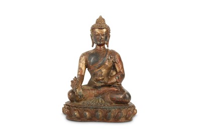 Lot 441 - A CHINESE GILT-BRONZE MEDICINE BUDDHA.