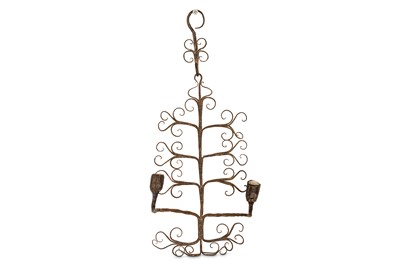 Lot 168 - FOLK ART:  A WROUGHT IRON WALL SCONCE