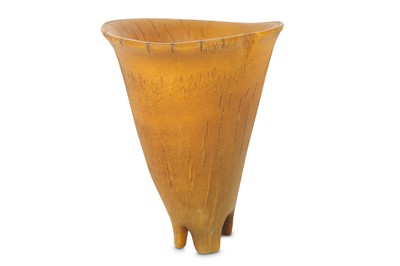 Lot 341 - A CHINESE RHINOCEROS HORN TRIPOD INCENSE BURNER.