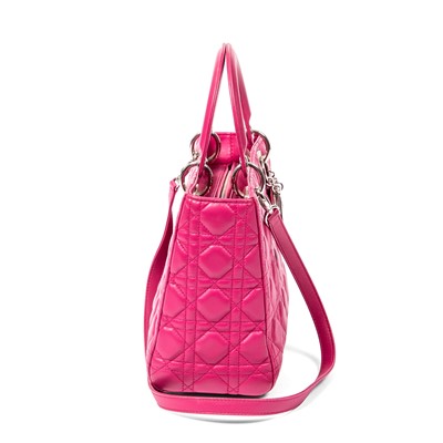 Lot 40 - Christian Dior Fuchsia Medium Lady Dior Bag