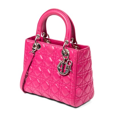 Lot 40 - Christian Dior Fuchsia Medium Lady Dior Bag
