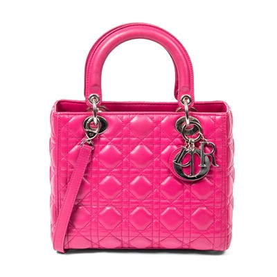 Lot 40 - Christian Dior Fuchsia Medium Lady Dior Bag