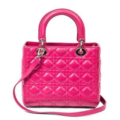 Lot 40 - Christian Dior Fuchsia Medium Lady Dior Bag