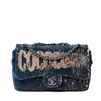 Lot 217 - Chanel Blue Sequin Coco Cuba Medium Flap Bag