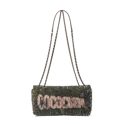 Lot 257 - Chanel Green Sequin Coco Cuba Flap Bag
