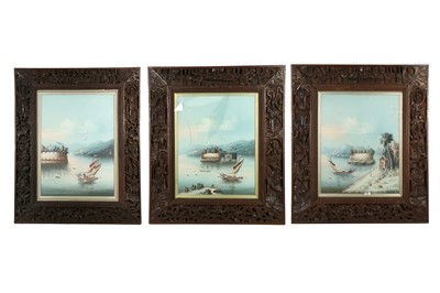 Lot 130 - THREE CHINESE 'WATERY LANDSCAPE' PAINTINGS.