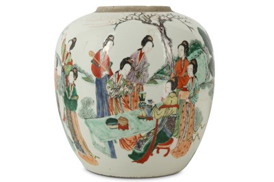 Lot 460 - A CHINESE FAMILLE VERTE 'TEN MAIDENS' JAR.