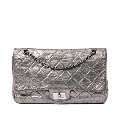Lot 349 - Chanel Metallic Grey Reissue 2. 27 Double Flap Bag