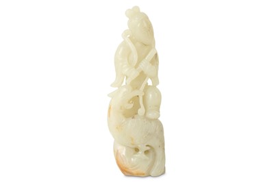 Lot 205 - A CHINESE WHITE JADE 'LADY AND PHOENIX' GROUP.
