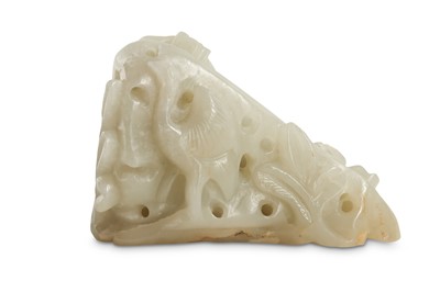 Lot 46 - A CHINESE WHITE JADE 'LONGEVITY' BOLDER.